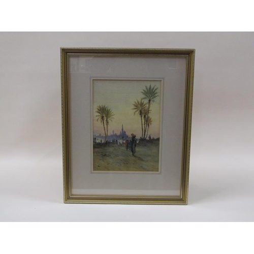 1210 - Robert Murdoch Wright - Towards the Mosque, signed watercolour, framed and glazed, 33cm x 24cm.