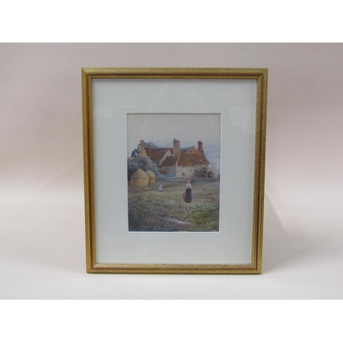 1226 - Alice Squires - a pleasant homestead, signed watercolour, framed and glazed, 22.5cm x 17.5cm.