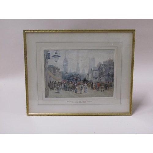 1236 - Claude Spero 1890 - Whitehall and the Horse Guards, signed watercolour, framed and glazed, 18cm x 25... 