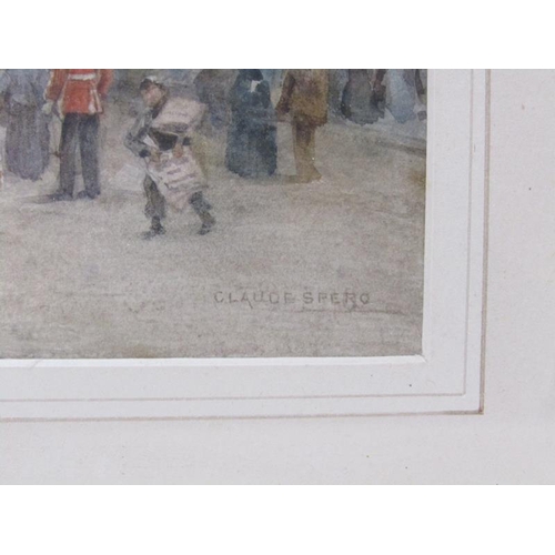 1236 - Claude Spero 1890 - Whitehall and the Horse Guards, signed watercolour, framed and glazed, 18cm x 25... 