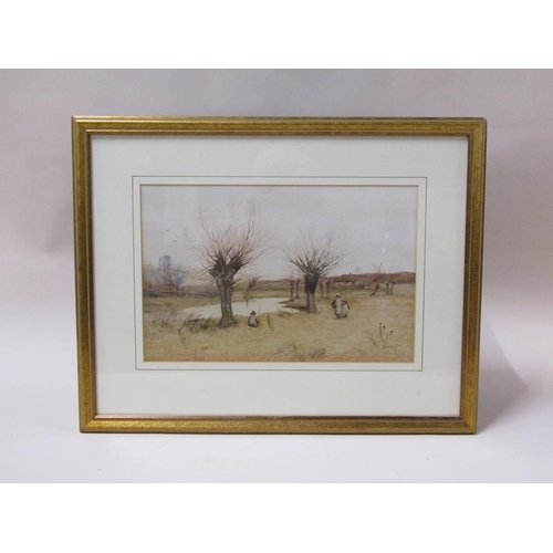 1237 - Will Anderson - children beside a river, signed watercolour, framed and glazed, 26cm x 35cm.