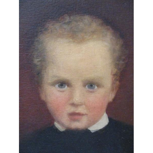 1244 - Unsigned 19c - portrait of a young boy, oval framed, oil on canvas, 56cm x 46cm.