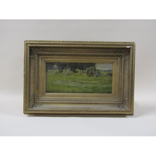 1250 - William Darling McKay 1844/1924 - harvesting near Ormiston, signed in mono, oil on board, framed, 15... 