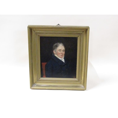 1255 - Unsigned 19c - portrait of a gentleman, oil on canvas, framed, 29cm x 25cm.