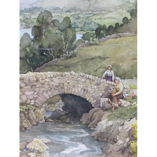 1256 - E R Sturgeon - 'The Babbling Brook' depicting Ashness Bridge and Derwent Water, signed 'Sturgeon', w... 