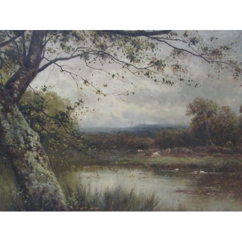 1264 - James Edward Grace 1882 - riverscape with cattle grazing in the meadow on far bank, signed and dated... 