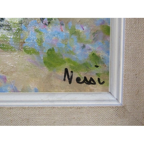 1266 - Marie Lucie-Nessie Valtat - summer flowers, signed 'Nessi', oil on canvas, framed, 22.5cm x 17.5cm.