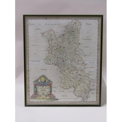 1276 - A Robert Morden map of Buckinghamshire, part coloured, framed and glazed, the map 41cm x 34cm.