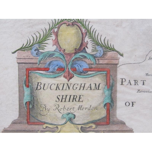 1276 - A Robert Morden map of Buckinghamshire, part coloured, framed and glazed, the map 41cm x 34cm.