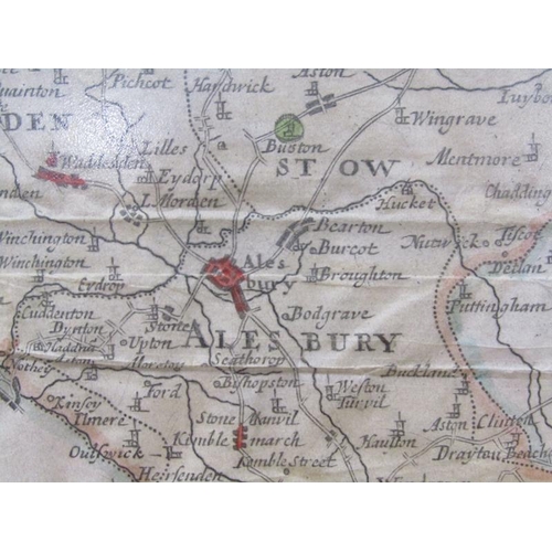 1276 - A Robert Morden map of Buckinghamshire, part coloured, framed and glazed, the map 41cm x 34cm.