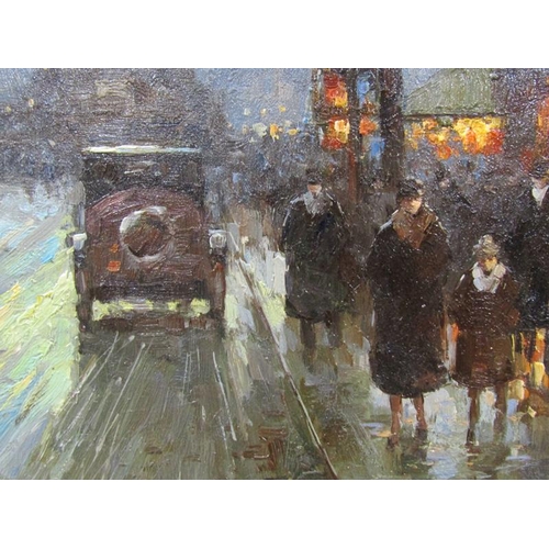 1295 - J Garston - early 20c London street scene, signed oil on board, framed, 29cm x 39cm.