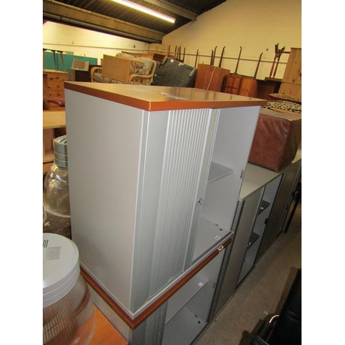 825 - TWO TAMBOUR FRONT CABINETS