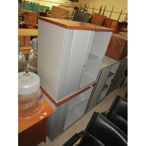 825 - TWO TAMBOUR FRONT CABINETS