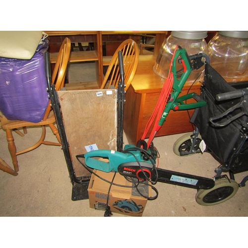 829 - ELECTRIC CHAINSAW, STRIMMER, BARROW ETC.