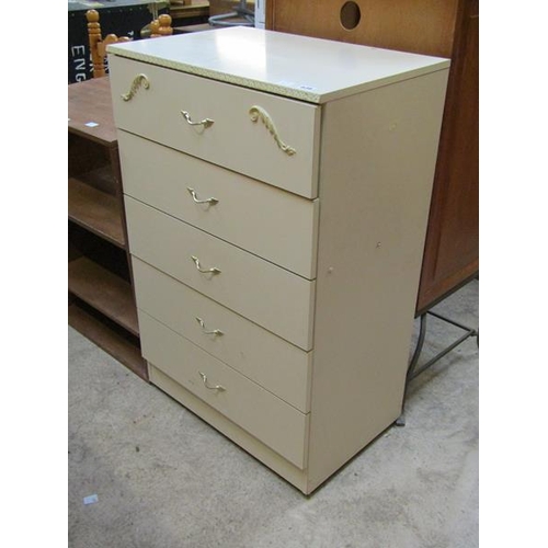 838 - CREAM FIVE DRAWER CHEST