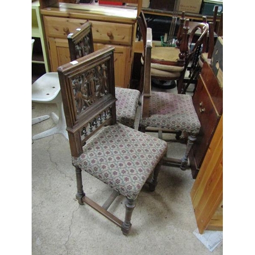 847 - THREE VICTORIAN CARVED OAK CHAIRS