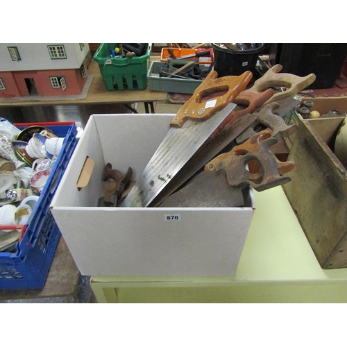 870 - BOX OF SAWS