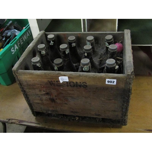 902 - CRATE CONTAINING OLD BOTTLES