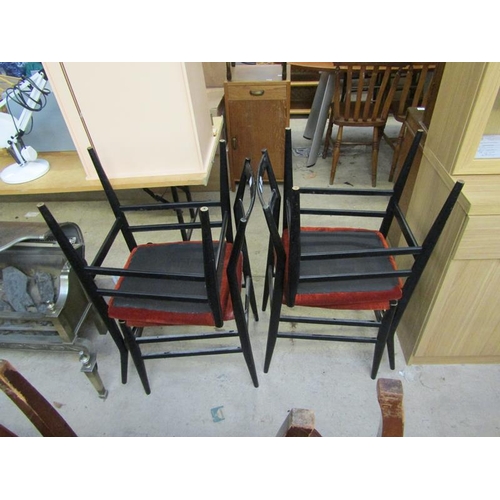 932 - FOUR BLACK DINING CHAIRS