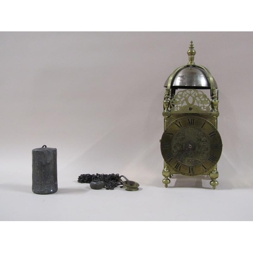 1325 - A mid 18c lantern clock by Bilby of Chew-Stoke, the thirty hour weight driven movement having chain ... 