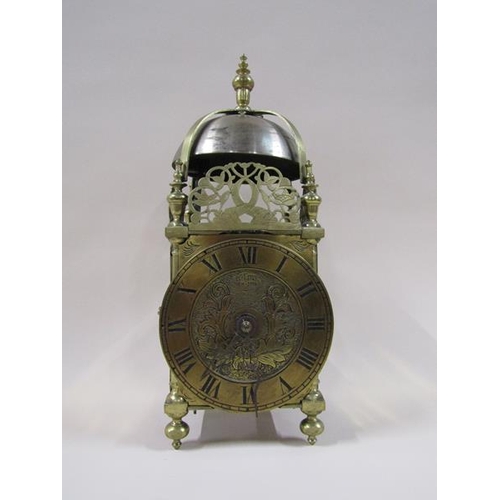 1325 - A mid 18c lantern clock by Bilby of Chew-Stoke, the thirty hour weight driven movement having chain ... 