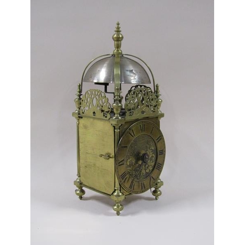 1325 - A mid 18c lantern clock by Bilby of Chew-Stoke, the thirty hour weight driven movement having chain ... 