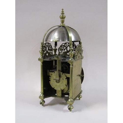 1325 - A mid 18c lantern clock by Bilby of Chew-Stoke, the thirty hour weight driven movement having chain ... 