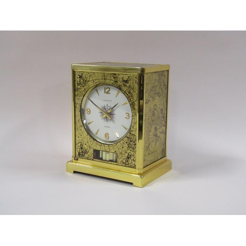 1326 - A mid 20c Jaeger Le Coultre 'Atmos' clock in rectangular gilt brass case, the sides and top of which... 