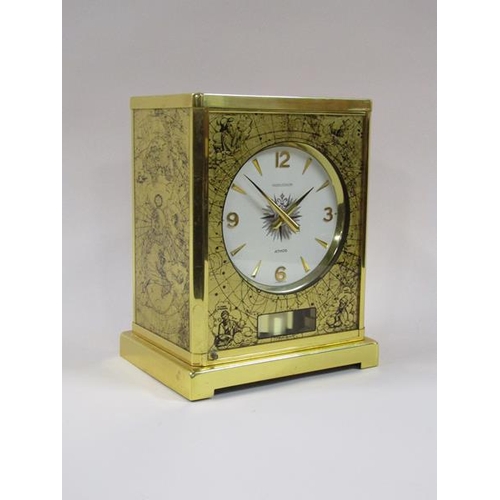 1326 - A mid 20c Jaeger Le Coultre 'Atmos' clock in rectangular gilt brass case, the sides and top of which... 