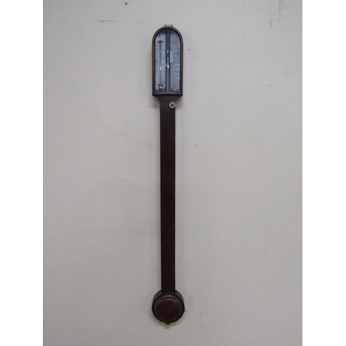 1330 - A 19c mahogany stick barometer, the silvered registers named King Optician Bristol, 93cm h.