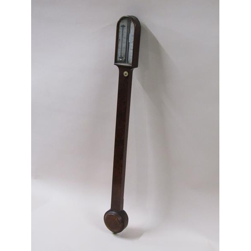 1330 - A 19c mahogany stick barometer, the silvered registers named King Optician Bristol, 93cm h.