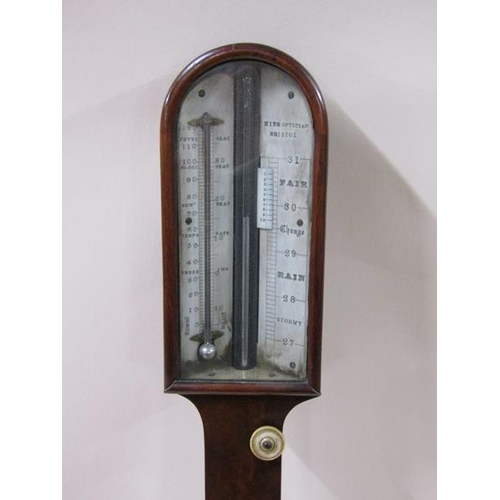 1330 - A 19c mahogany stick barometer, the silvered registers named King Optician Bristol, 93cm h.