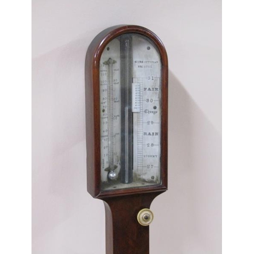 1330 - A 19c mahogany stick barometer, the silvered registers named King Optician Bristol, 93cm h.