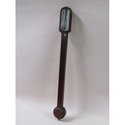 1330 - A 19c mahogany stick barometer, the silvered registers named King Optician Bristol, 93cm h.