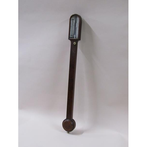 1330 - A 19c mahogany stick barometer, the silvered registers named King Optician Bristol, 93cm h.