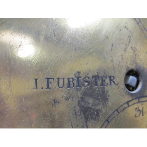 1331 - An early 19c eight day longcase clock by J. Fubister of Edinburgh, the 34cm diam. circular brass dia... 