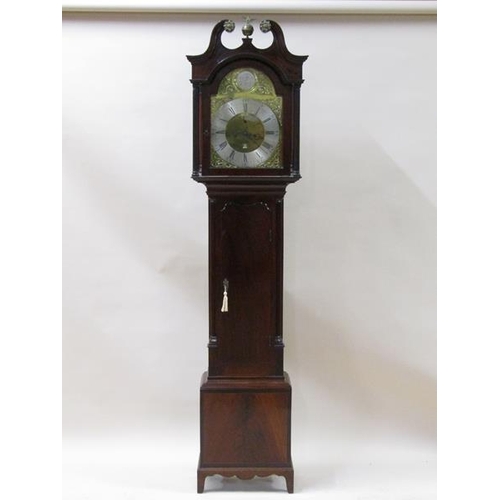 1333 - A mid 18c eight day longcase clock, the 32cm arched brass dial signed William Dobie, Falkirk no.270 ... 