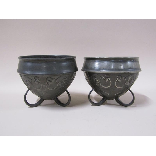 1340 - A pair of Tudric Liberty & Co pewter bowls, no.0277, 11cm h.