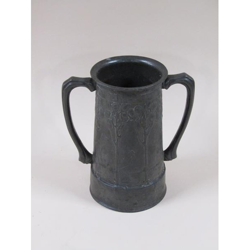 1342 - A Tudric Liberty & Co two handled vase, no.010, 20cm h.