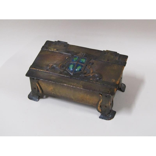 1449 - An Arts & Craft period anodised copper box, attributed to A.E Jones, c.1905, timber lined, the box w... 