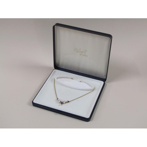 1616 - A gold diamond sapphire and pearl set pendant necklet with a 9ct gold chain.