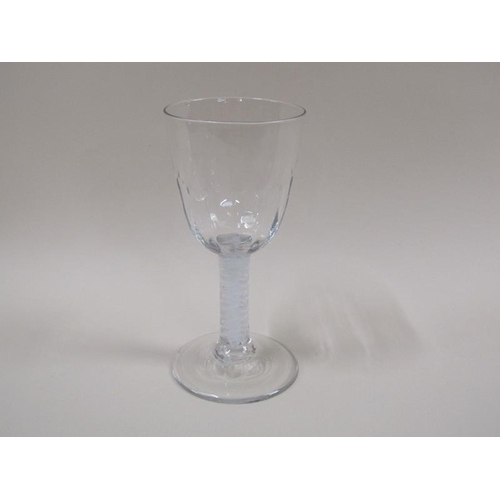 1881 - An 18c Ale glass with a half facet round funnel bowl on a double series opaque twist stem with a dom... 