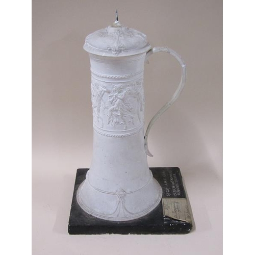 1417 - A late 19c white plaster cast design for a tankard to be made  repoussee silver by Sylvan G Boxsiux ... 