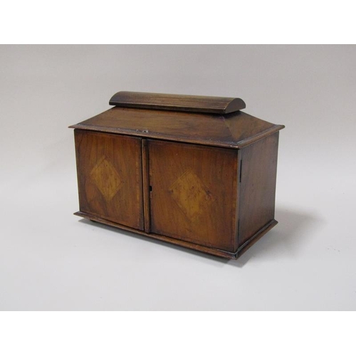 1454 - A 19c mahogany two drawer tea chest, enclosed by two hinge doors, 27cm w.