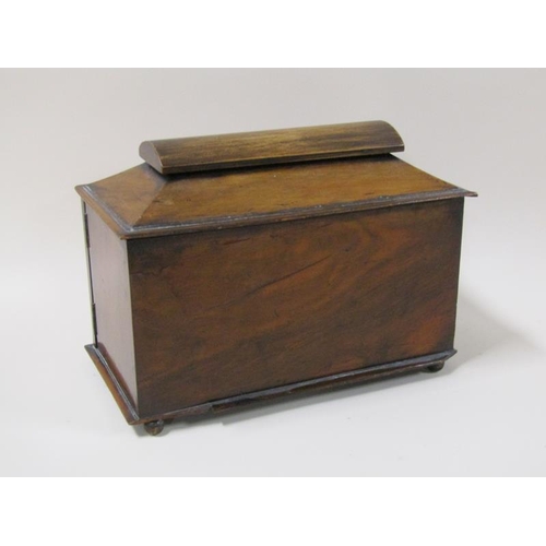 1454 - A 19c mahogany two drawer tea chest, enclosed by two hinge doors, 27cm w.