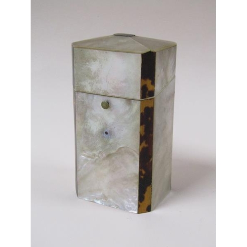 1489 - A late 19c mother of pearl and tortoiseshell ladies necessaire box - no tools.