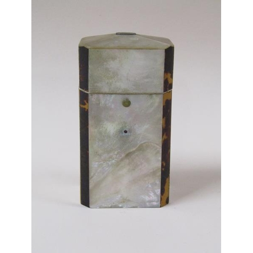 1489 - A late 19c mother of pearl and tortoiseshell ladies necessaire box - no tools.