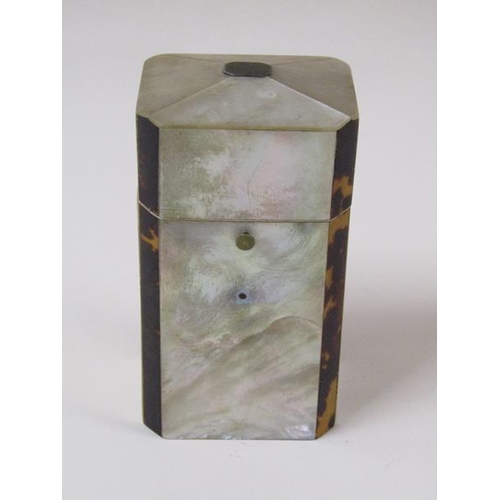 1489 - A late 19c mother of pearl and tortoiseshell ladies necessaire box - no tools.