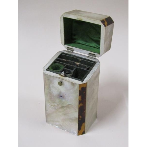 1489 - A late 19c mother of pearl and tortoiseshell ladies necessaire box - no tools.