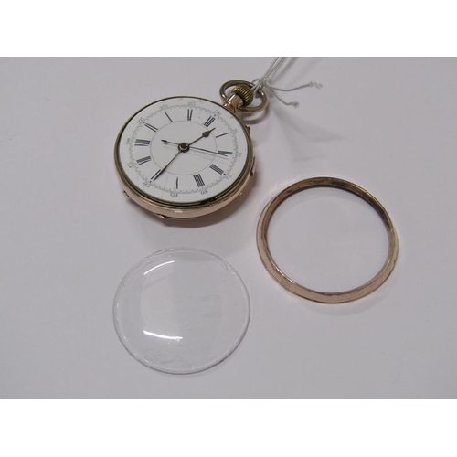 1532 - A 9ct gold cased enamel faced pocket watch, 87g overall.